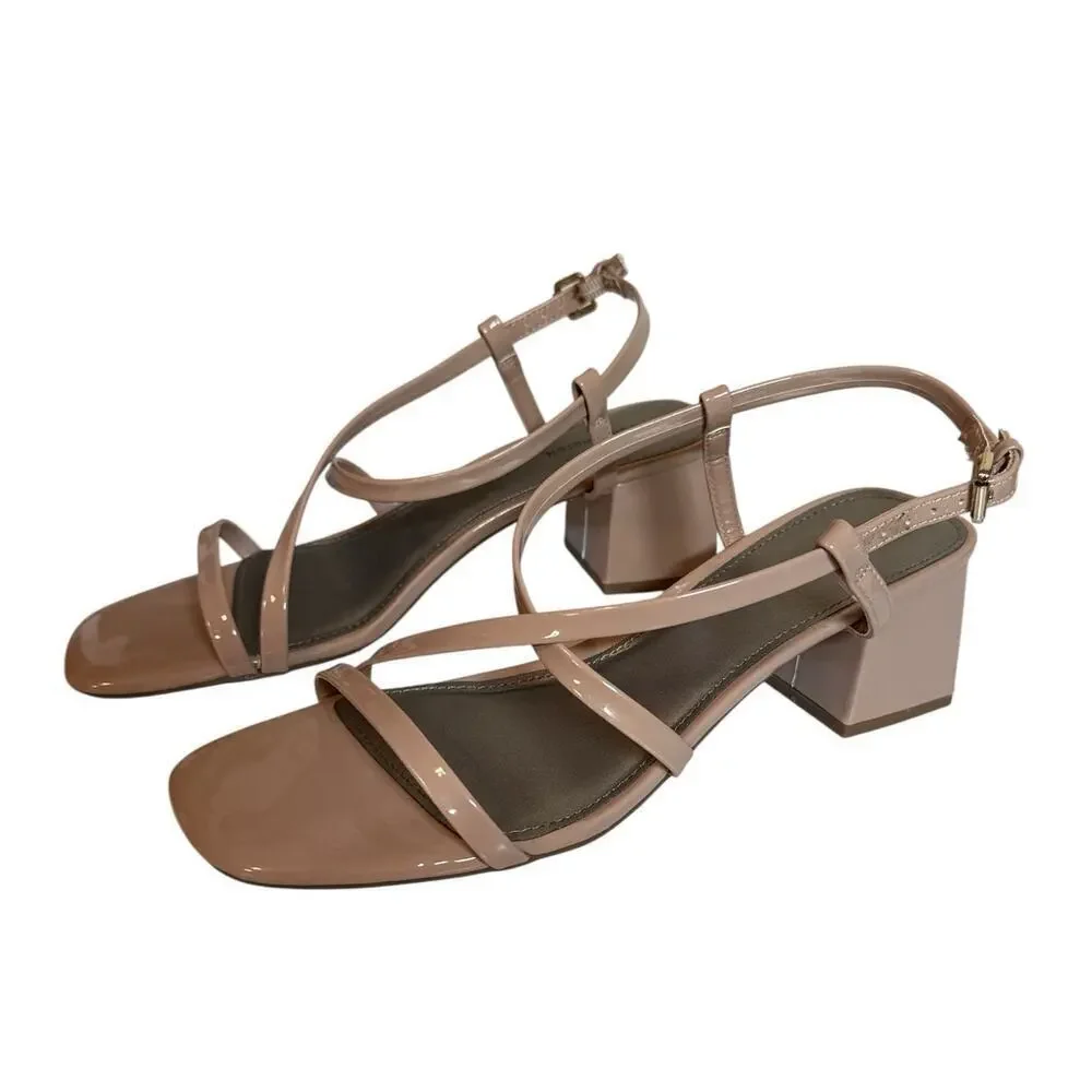 Worthington Women's Zabol Strappy Block Heeled Sandal Size 9 Beige Nougat NWOT